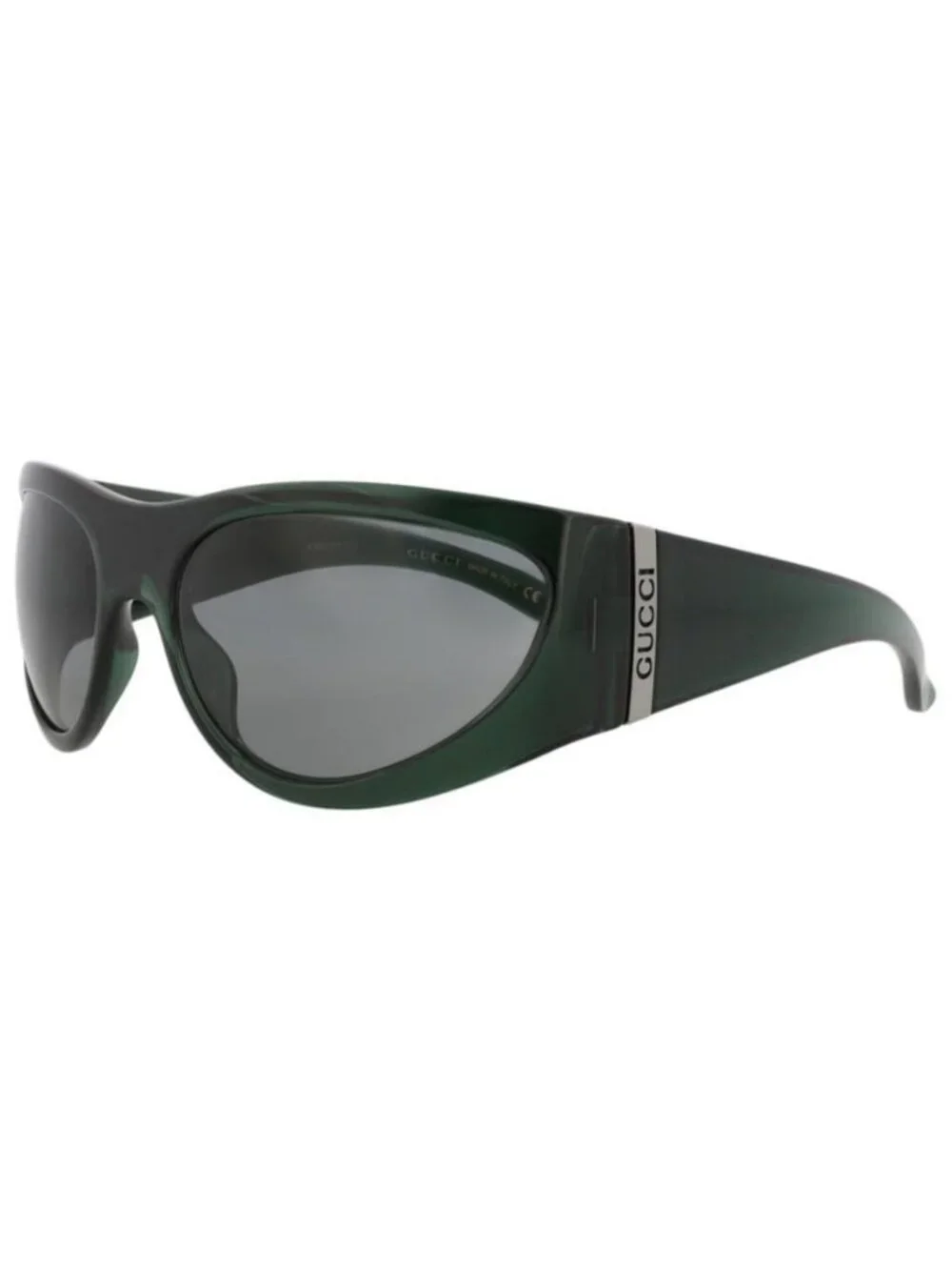New Gucci Mens Shield/Wrap Green Green Grey Fashion Designer Sunglasses